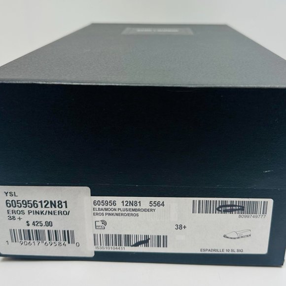 SAINT LAURENT Embroidered Espadrilles Canvas Eros Pink Size 8.5 US 38.5 EU - Picture 3 of 9